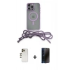 MARSİLYAN™- iPhone 12 Pro Max Kılıf Eksen Özel Seri - Siyah 3D Antistatik Hayalet Cam Ekran Koruyucu + Shine Kamera Lens - GD