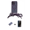 MARSİLYAN™- iPhone 12 Pro Max Kılıf Eksen Özel Seri - Siyah 3D Antistatik Hayalet Cam Ekran Koruyucu + Metal Kamera Lens Koruma Cam - GD