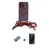 MARSİLYAN™- iPhone 12 Pro Max Kılıf Eksen Özel Seri - Siyah 3D Antistatik Hayalet Cam Ekran Koruyucu + Metal Kamera Lens Koruma Cam - KI