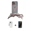 MARSİLYAN™- iPhone 12 Pro Max Kılıf Eksen Özel Seri - Siyah 3D Antistatik Hayalet Cam Ekran Koruyucu + Shine Kamera Lens - LT