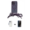 MARSİLYAN™- iPhone 12 Pro Max Kılıf Eksen Özel Seri - Siyah 3D Antistatik Hayalet Cam Ekran Koruyucu + Shine Kamera Lens - LT