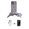 MARSİLYAN™- iPhone 12 Pro Max Kılıf Eksen Özel Seri - Siyah 3D Antistatik Hayalet Cam Ekran Koruyucu + Shine Kamera Lens - LT