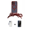 MARSİLYAN™- iPhone 12 Pro Max Kılıf Eksen Özel Seri - Siyah 3D Antistatik Hayalet Cam Ekran Koruyucu + Shine Kamera Lens - LT