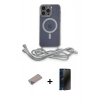 MARSİLYAN™- iPhone 12 Pro Max Kılıf Eksen Özel Seri - Siyah 3D Antistatik Hayalet Cam Ekran Koruyucu + Sierra Blue Shine Kamera Lens Koruma Cam