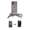 MARSİLYAN™- iPhone 12 Pro Max Kılıf Eksen Özel Seri - Siyah 3D Antistatik Hayalet Cam Ekran Koruyucu + Neon Fosforlu Kamera Lens - YL