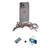 MARSİLYAN™- iPhone 12 Pro Max Kılıf Eksen Özel Seri - Siyah 3D Antistatik Seramik Nano Ekran Koruyucu + Metal Kamera Lens Koruma Cam - KI