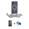 MARSİLYAN™- iPhone 12 Pro Max Kılıf Eksen Özel Seri - Siyah 3D Antistatik Seramik Nano Ekran Koruyucu + Neon Fosforlu Kamera Lens - BZ