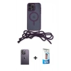 MARSİLYAN™- iPhone 12 Pro Max Kılıf Eksen Özel Seri - Siyah 5D Eko Cam Ekran Koruyucu + Neon Fosforlu Kamera Lens - BZ
