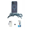 MARSİLYAN™- iPhone 12 Pro Max Kılıf Eksen Özel Seri - Siyah 5D Eko Cam Ekran Koruyucu + Lacivert Shine Kamera Lens