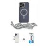 MARSİLYAN™- iPhone 12 Pro Max Kılıf Eksen Özel Seri - Siyah 5D Eko Cam Ekran Koruyucu + Lacivert Shine Kamera Lens