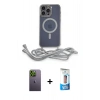 MARSİLYAN™- iPhone 12 Pro Max Kılıf Eksen Özel Seri - Siyah 5D Eko Cam Ekran Koruyucu + Neon Fosforlu Kamera Lens - YL