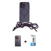 MARSİLYAN™- iPhone 12 Pro Max Kılıf Eksen Özel Seri - Siyah 5D Eko Cam Ekran Koruyucu + Neon Fosforlu Kamera Lens - SI