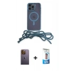 MARSİLYAN™- iPhone 12 Pro Max Kılıf Eksen Özel Seri - Siyah 5D Eko Cam Ekran Koruyucu + Neon Fosforlu Kamera Lens - SI