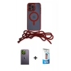 MARSİLYAN™- iPhone 12 Pro Max Kılıf Eksen Özel Seri - Siyah 5D Eko Cam Ekran Koruyucu + Neon Fosforlu Kamera Lens - YL