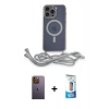MARSİLYAN™- iPhone 12 Pro Max Kılıf Eksen Özel Seri - Siyah 5D Eko Cam Ekran Koruyucu + Neon Fosforlu Kamera Lens - SI