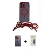 MARSİLYAN™- iPhone 12 Pro Max Kılıf Eksen Özel Seri - Siyah 6D Mat Seramik Hayalet Nano Ekran Koruyucu + Neon Fosforlu Kamera Lens - SI
