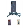 MARSİLYAN™- iPhone 12 Pro Max Kılıf Eksen Özel Seri - Siyah 6D Mat Seramik Hayalet Nano Ekran Koruyucu + Turuncu Neon Fosforlu Kamera Lens