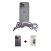 MARSİLYAN™- iPhone 12 Pro Max Kılıf Eksen Özel Seri - Siyah 6D Mat Seramik Hayalet Nano Ekran Koruyucu + Turuncu Neon Fosforlu Kamera Lens