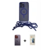 MARSİLYAN™- iPhone 12 Pro Max Kılıf Eksen Özel Seri - Siyah 6D Mat Seramik Hayalet Nano Ekran Koruyucu + Turuncu Neon Fosforlu Kamera Lens