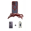 MARSİLYAN™- iPhone 12 Pro Max Kılıf Eksen Özel Seri - Siyah Bilvis Hayalet Cam Ekran Koruyucu + Neon Fosforlu Kamera Lens - BZ