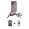 MARSİLYAN™- iPhone 12 Pro Max Kılıf Eksen Özel Seri - Siyah Bilvis Hayalet Cam Ekran Koruyucu + Neon Fosforlu Kamera Lens - BZ