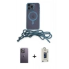 MARSİLYAN™- iPhone 12 Pro Max Kılıf Eksen Özel Seri - Siyah Bilvis Hayalet Cam Ekran Koruyucu + Neon Fosforlu Kamera Lens - BZ