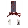 MARSİLYAN™- iPhone 12 Pro Max Kılıf Eksen Özel Seri - Siyah Bilvis Hayalet Cam Ekran Koruyucu + Shine Kamera Lens - GD