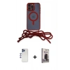 MARSİLYAN™- iPhone 12 Pro Max Kılıf Eksen Özel Seri - Siyah Bilvis Hayalet Cam Ekran Koruyucu + Lacivert Shine Kamera Lens