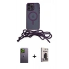 MARSİLYAN™- iPhone 12 Pro Max Kılıf Eksen Özel Seri - Siyah Bilvis Hayalet Cam Ekran Koruyucu + Neon Fosforlu Kamera Lens - YL