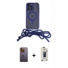 MARSİLYAN™- iPhone 12 Pro Max Kılıf Eksen Özel Seri - Siyah Bilvis Hayalet Cam Ekran Koruyucu + Neon Fosforlu Kamera Lens - SI