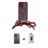 MARSİLYAN™- iPhone 12 Pro Max Kılıf Eksen Özel Seri - Siyah Bilvis Hayalet Cam Ekran Koruyucu + Neon Fosforlu Kamera Lens - SI