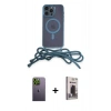 MARSİLYAN™- iPhone 12 Pro Max Kılıf Eksen Özel Seri - Siyah Bilvis Hayalet Cam Ekran Koruyucu + Neon Fosforlu Kamera Lens - YL