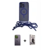 MARSİLYAN™- iPhone 12 Pro Max Kılıf Eksen Özel Seri - Siyah Bilvis Hayalet Cam Ekran Koruyucu + Neon Fosforlu Kamera Lens - YL