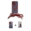 MARSİLYAN™- iPhone 12 Pro Max Kılıf Eksen Özel Seri - Siyah Bilvis Hayalet Cam Ekran Koruyucu + Neon Fosforlu Kamera Lens - TU