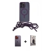 MARSİLYAN™- iPhone 12 Pro Max Kılıf Eksen Özel Seri - Siyah Bilvis Hayalet Cam Ekran Koruyucu + Neon Fosforlu Kamera Lens - TU