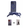 MARSİLYAN™- iPhone 12 Pro Max Kılıf Eksen Özel Seri - Siyah Bilvis Hayalet Cam Ekran Koruyucu + Neon Fosforlu Kamera Lens - TU