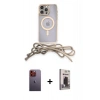 MARSİLYAN™- iPhone 12 Pro Max Kılıf Eksen Özel Seri - Siyah Bilvis Hayalet Cam Ekran Koruyucu + Neon Fosforlu Kamera Lens - TU