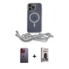 MARSİLYAN™- iPhone 12 Pro Max Kılıf Eksen Özel Seri - Siyah Bilvis Hayalet Cam Ekran Koruyucu + Neon Fosforlu Kamera Lens - TU