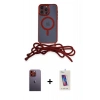 MARSİLYAN™- iPhone 12 Pro Max Kılıf Eksen Özel Seri - Siyah Joko 5D Cam + Turuncu Neon Fosforlu Kamera Lens