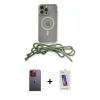 MARSİLYAN™- iPhone 12 Pro Max Kılıf Eksen Özel Seri - Siyah Joko 5D Cam + Turuncu Neon Fosforlu Kamera Lens