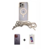 MARSİLYAN™- iPhone 12 Pro Max Kılıf Eksen Özel Seri - Siyah Joko 5D Cam + Turuncu Neon Fosforlu Kamera Lens