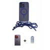 MARSİLYAN™- iPhone 12 Pro Max Kılıf Eksen Özel Seri - Siyah Joko Magic 5D Cam + Turuncu Neon Fosforlu Kamera Lens