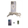 MARSİLYAN™- iPhone 12 Pro Max Kılıf Eksen Özel Seri - Siyah Joko Magic 5D Hayalet Cam + Mavi Neon Fosforlu Kamera Lens
