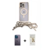 MARSİLYAN™- iPhone 12 Pro Max Kılıf Eksen Özel Seri - Siyah Mat Seramik Nano Ekran Koruyucu + Neon Fosforlu Kamera Lens - MI