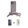 MARSİLYAN™- iPhone 12 Pro Max Kılıf Eksen Özel Seri - Siyah Mat Seramik Nano Ekran Koruyucu + Neon Fosforlu Kamera Lens - MI