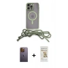 MARSİLYAN™- iPhone 12 Pro Max Kılıf Eksen Özel Seri - Siyah Mat Seramik Nano Ekran Koruyucu + Neon Fosforlu Kamera Lens - SI