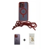 MARSİLYAN™- iPhone 12 Pro Max Kılıf Eksen Özel Seri - Siyah Mat Seramik Nano Ekran Koruyucu + Neon Fosforlu Kamera Lens - TU