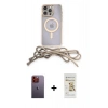 MARSİLYAN™- iPhone 12 Pro Max Kılıf Eksen Özel Seri - Siyah Mat Seramik Nano Ekran Koruyucu + Neon Fosforlu Kamera Lens - TU