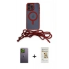 MARSİLYAN™- iPhone 12 Pro Max Kılıf Eksen Özel Seri - Siyah Mat Seramik Nano Ekran Koruyucu + Neon Fosforlu Kamera Lens - YL