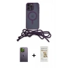 MARSİLYAN™- iPhone 12 Pro Max Kılıf Eksen Özel Seri - Siyah Mat Seramik Nano Ekran Koruyucu + Neon Fosforlu Kamera Lens - YL